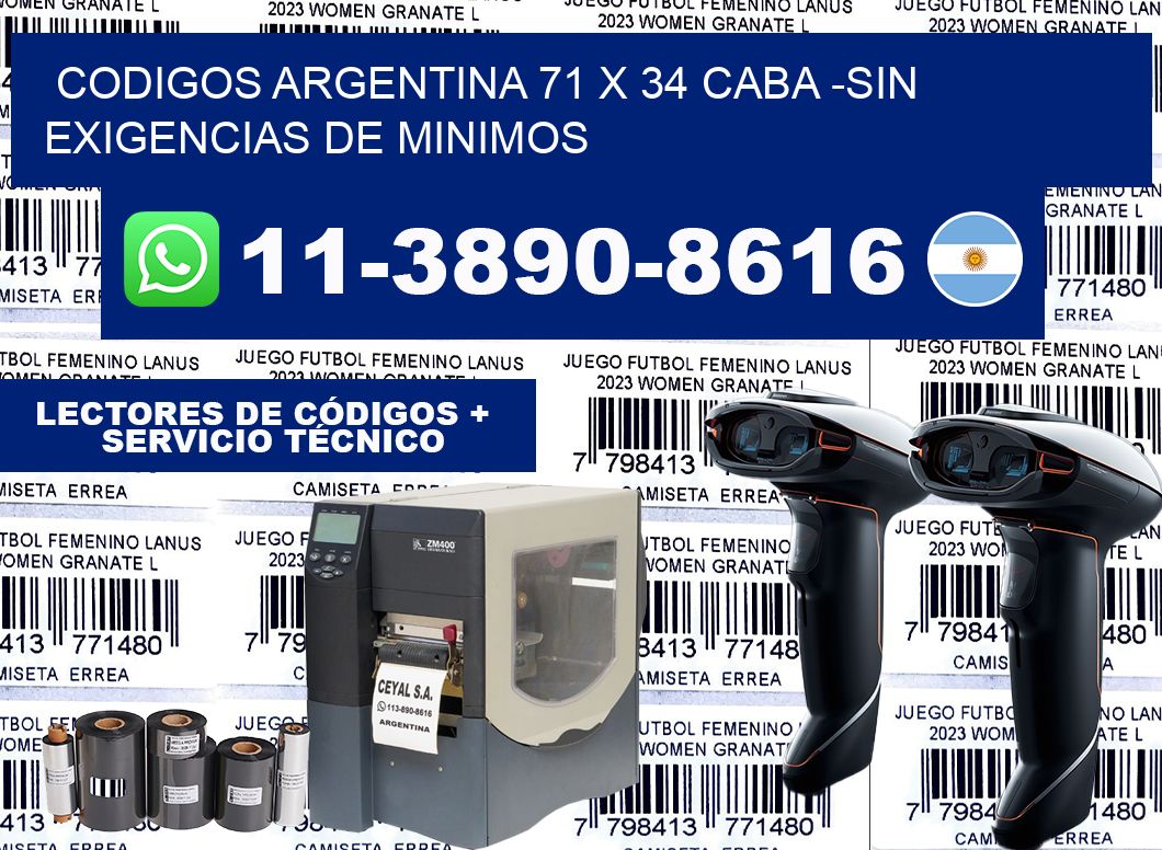 codigos Argentina 71 x 34 CABA -Sin exigencias de minimos