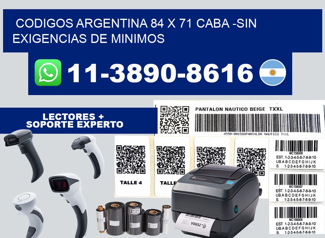 codigos Argentina 84 x 71 CABA -Sin exigencias de minimos