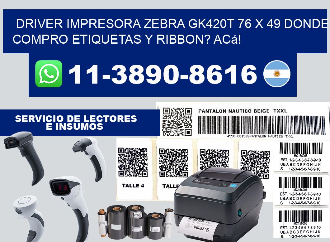 driver impresora zebra gk420t 76 x 49 Donde compro etiquetas y ribbon? Acá!