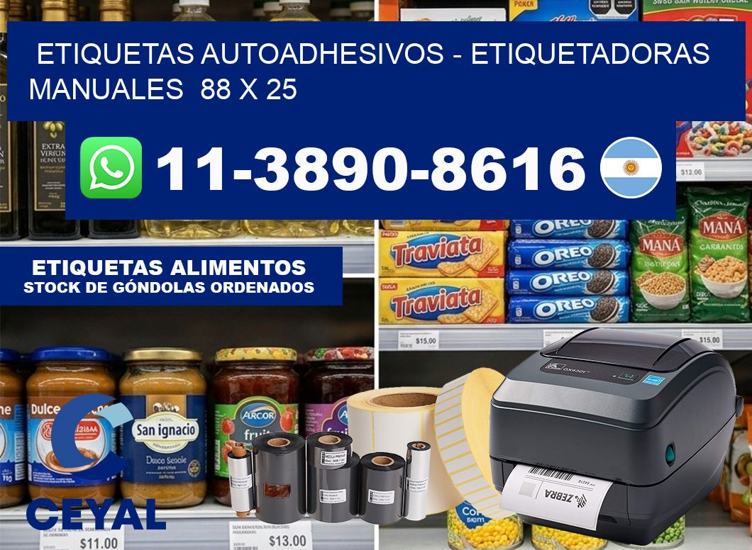 etiquetas autoadhesivos – Etiquetadoras Manuales  88 x 25