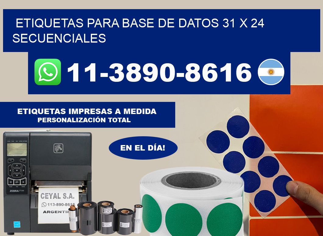 etiquetas para base de datos 31 x 24 secuenciales