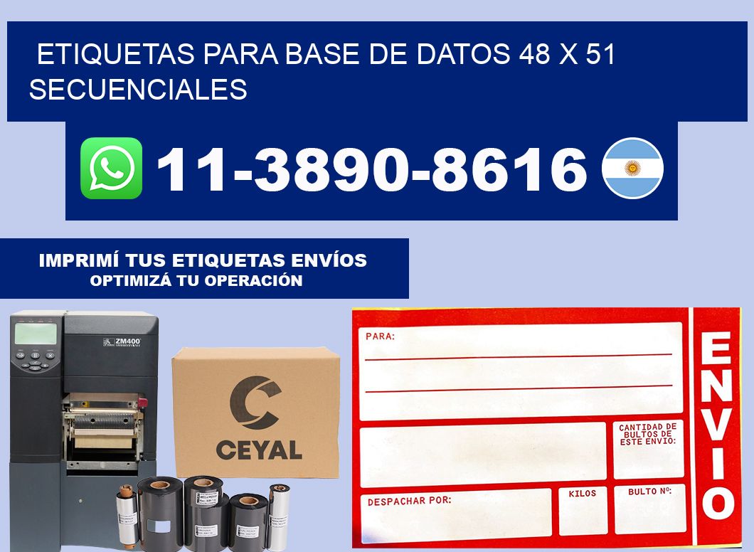etiquetas para base de datos 48 x 51 secuenciales