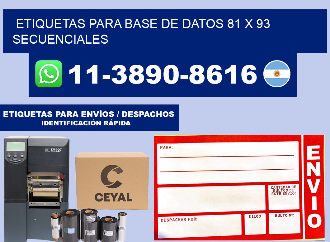 etiquetas para base de datos 81 x 93 secuenciales