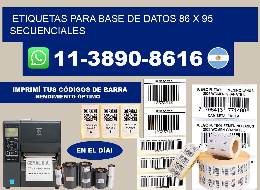etiquetas para base de datos 86 x 95 secuenciales