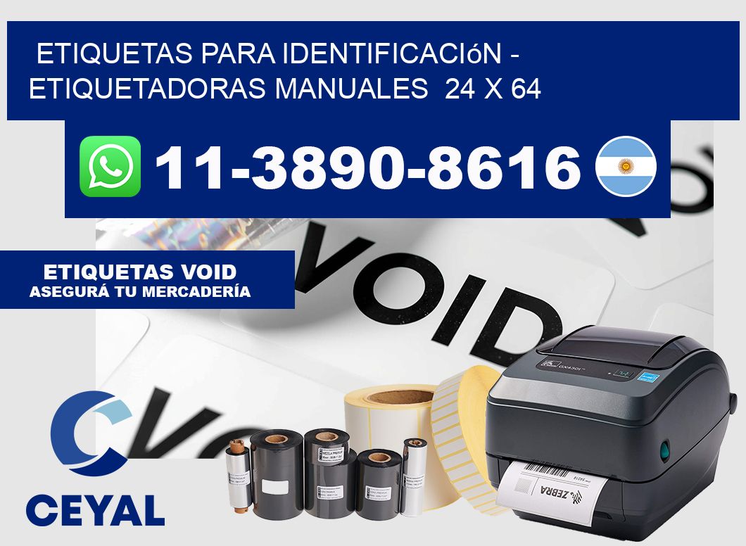 etiquetas para identificación - Etiquetadoras Manuales  24 x 64