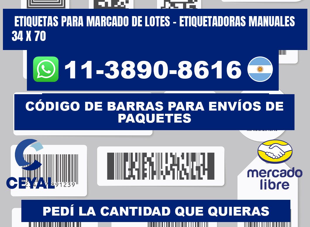 etiquetas para marcado de lotes - Etiquetadoras Manuales  34 x 70