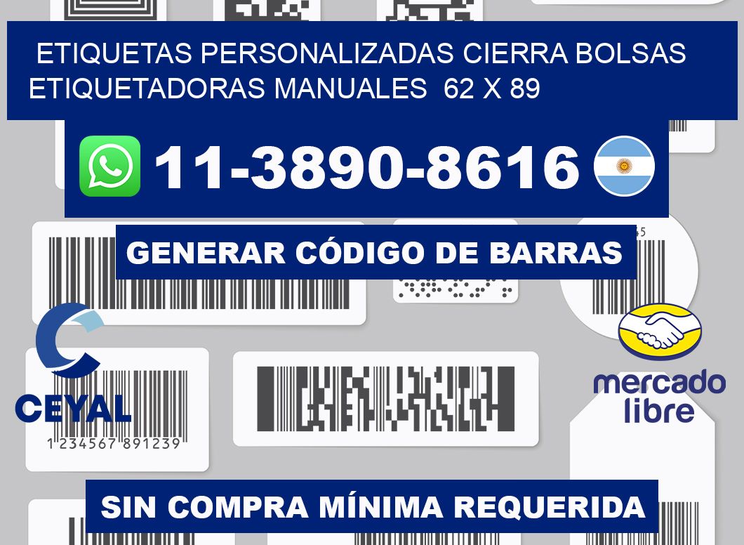 etiquetas personalizadas cierra bolsas  Etiquetadoras Manuales  62 x 89
