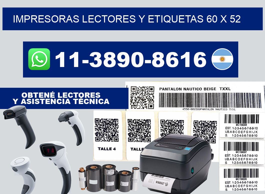 impresoras lectores y etiquetas 60 x 52