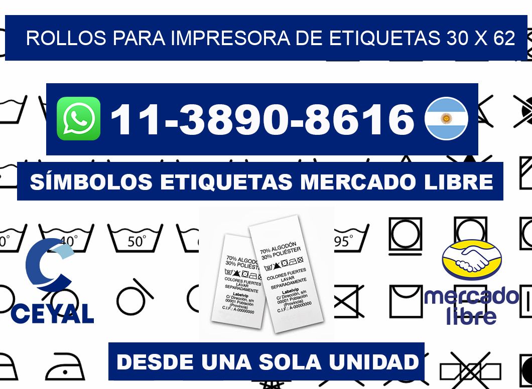 rollos para impresora de etiquetas 30 x 62