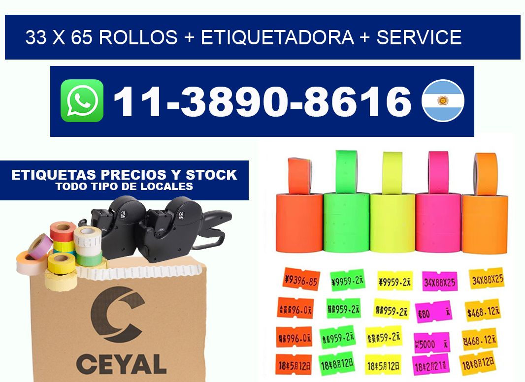 33 x 65 rollos + etiquetadora + service