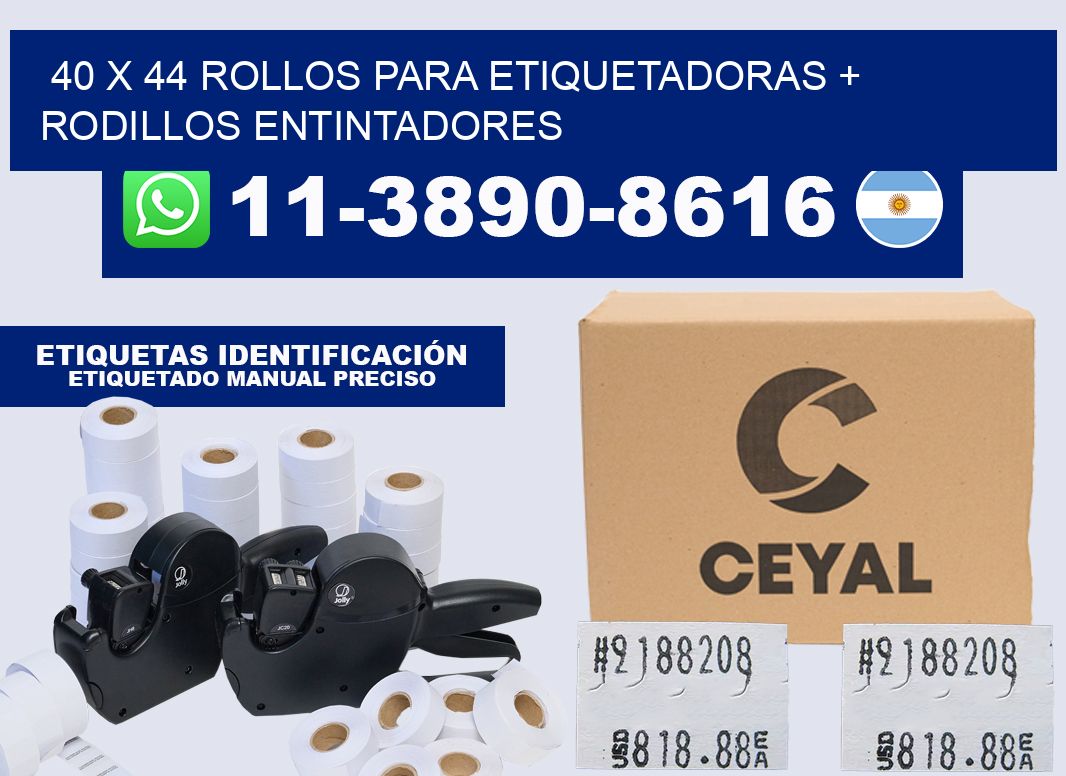 40 x 44 rollos para etiquetadoras + rodillos entintadores
