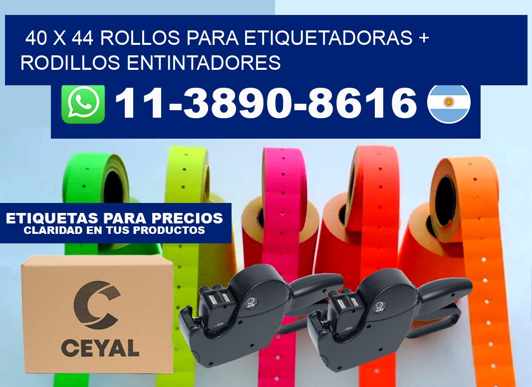 40 x 44 rollos para etiquetadoras + rodillos entintadores