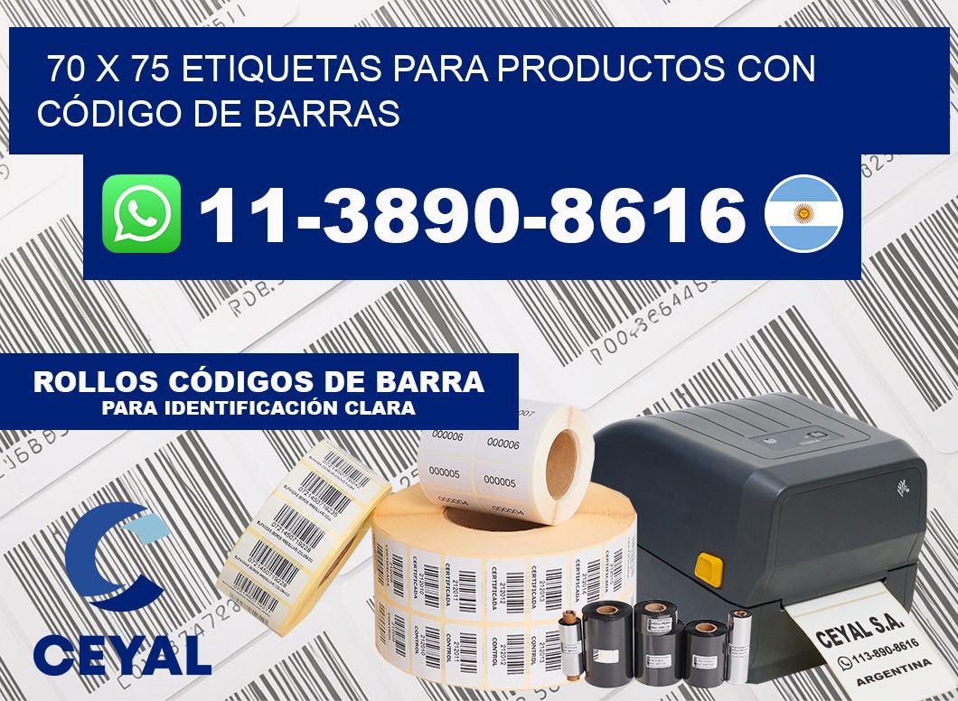 70 x 75 ETIQUETAS PARA PRODUCTOS CON CÓDIGO DE BARRAS