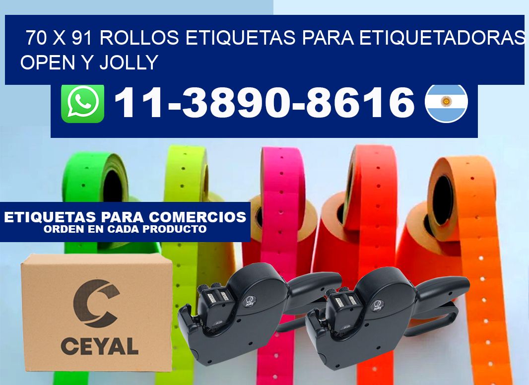 70 x 91 Rollos etiquetas para etiquetadoras open y jolly