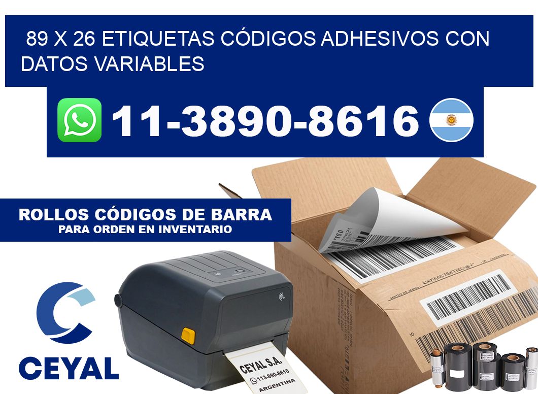 89 x 26 ETIQUETAS CÓDIGOS ADHESIVOS CON DATOS VARIABLES