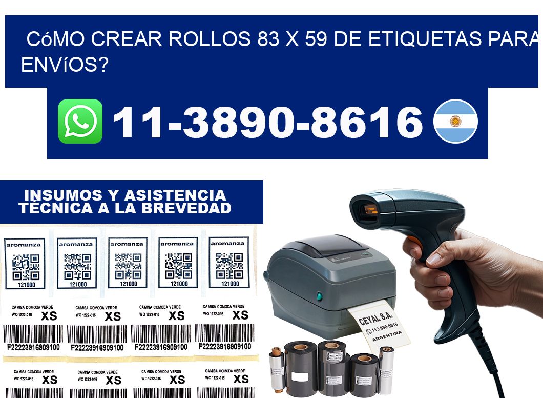 Cómo crear rollos 83 x 59 de etiquetas para envíos?