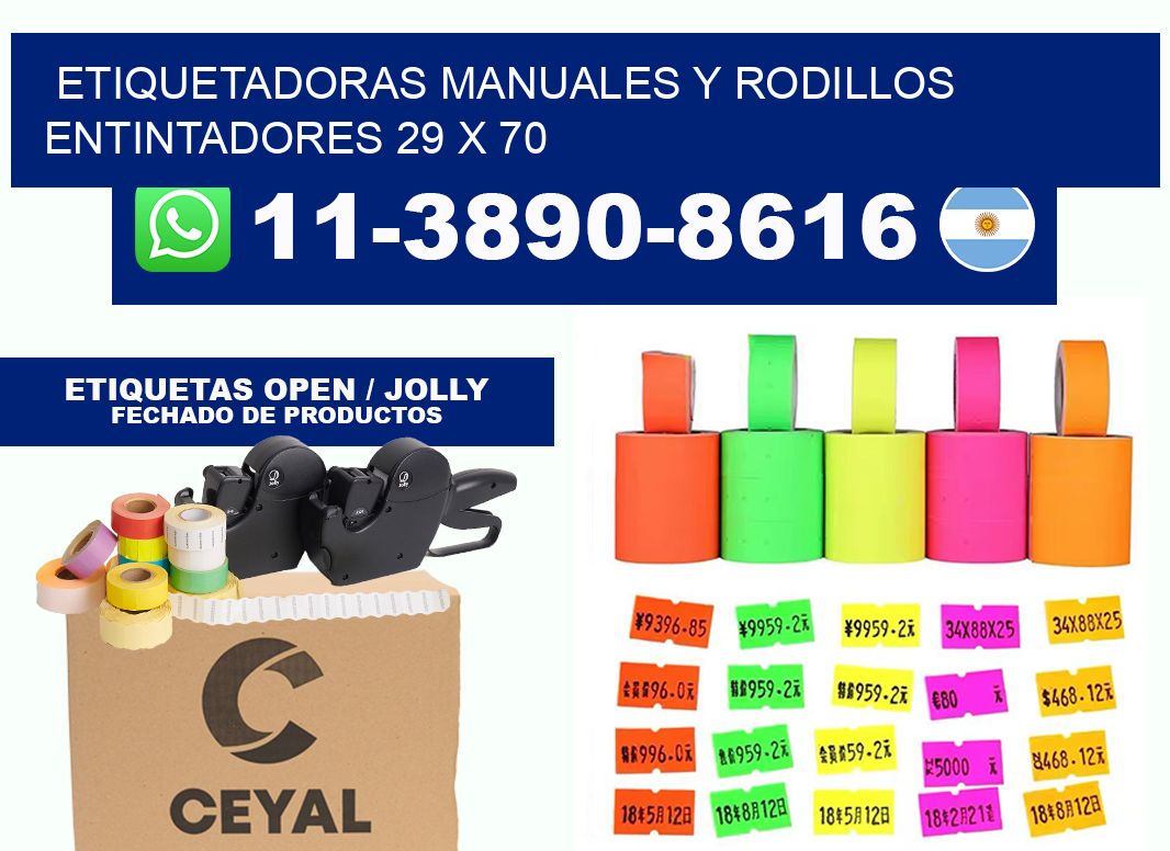Etiquetadoras manuales y rodillos entintadores 29 x 70