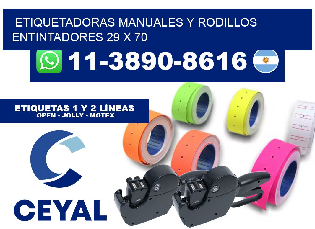 Etiquetadoras manuales y rodillos entintadores 29 x 70
