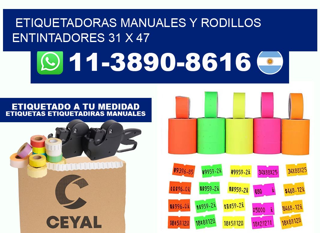 Etiquetadoras manuales y rodillos entintadores 31 x 47