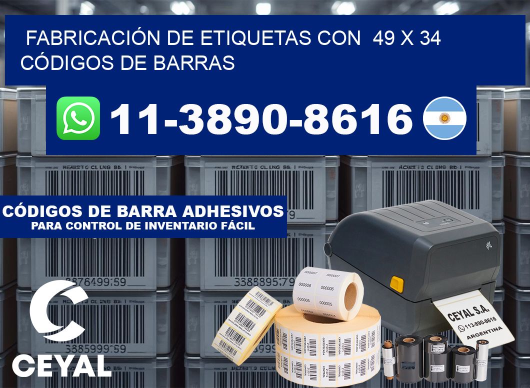 FABRICACIÓN DE ETIQUETAS CON  49 x 34 CÓDIGOS DE BARRAS