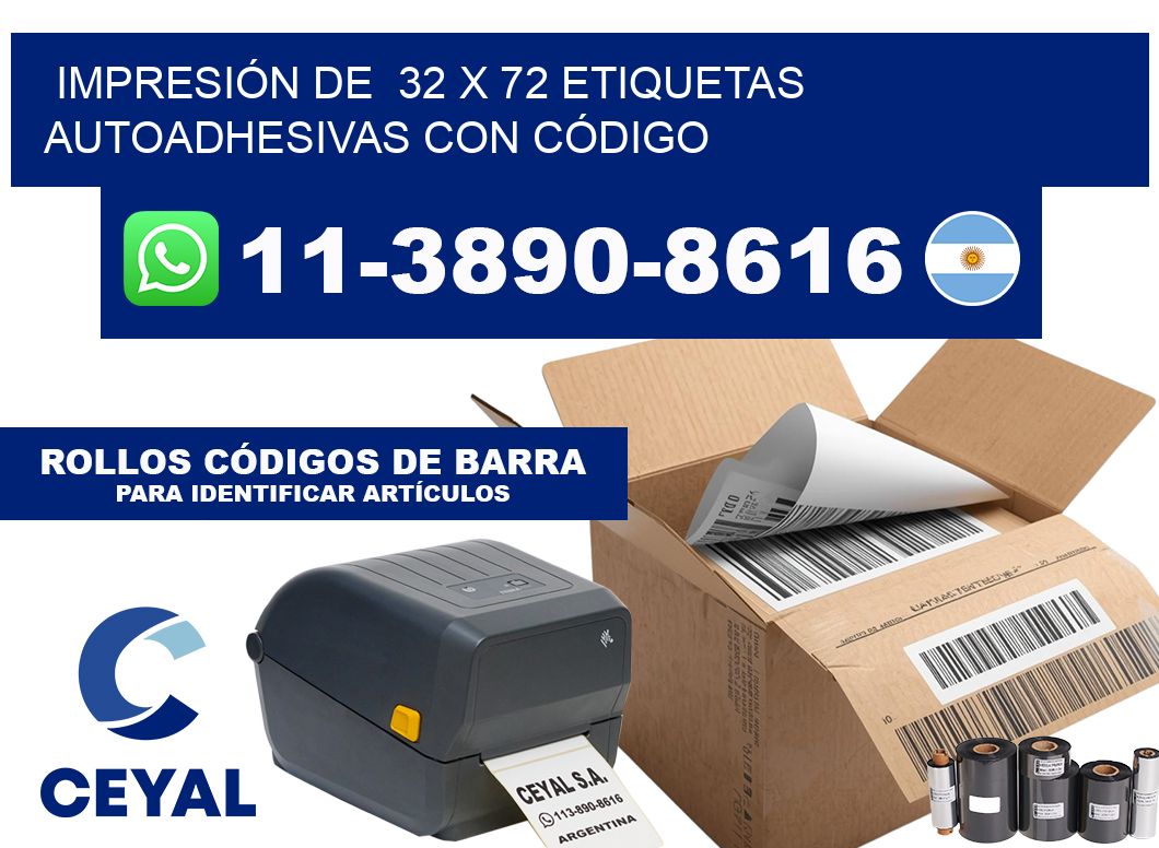 IMPRESIÓN DE  32 x 72 ETIQUETAS AUTOADHESIVAS CON CÓDIGO