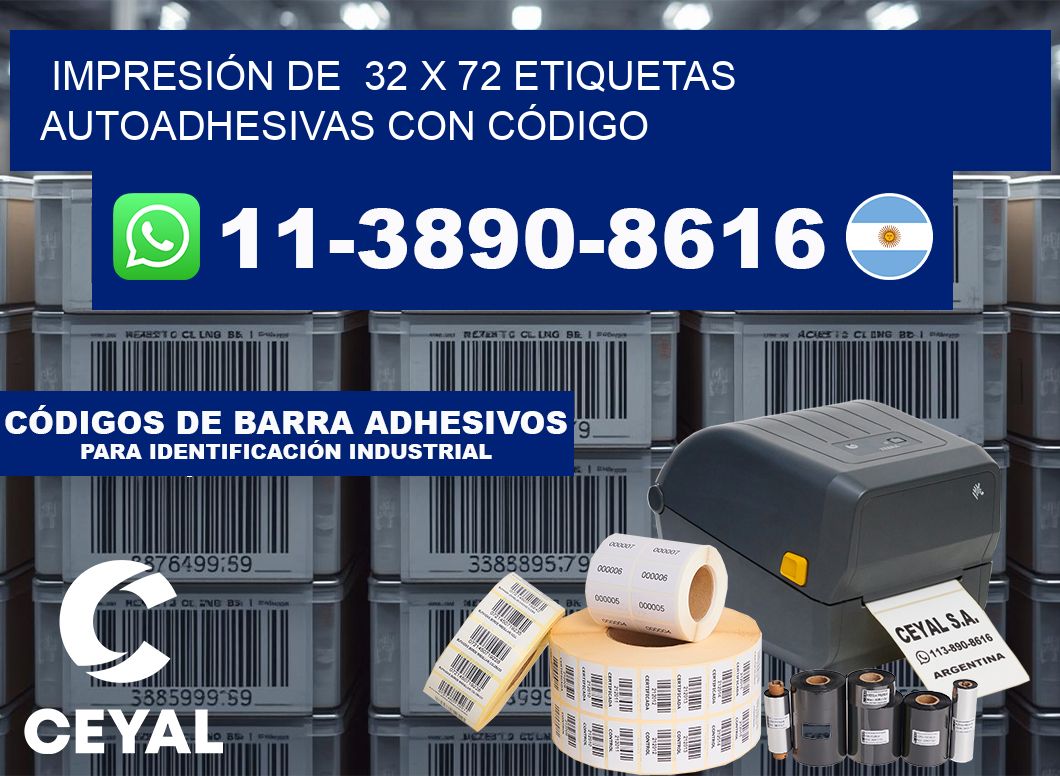 IMPRESIÓN DE  32 x 72 ETIQUETAS AUTOADHESIVAS CON CÓDIGO