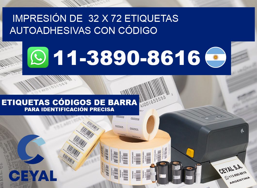 IMPRESIÓN DE  32 x 72 ETIQUETAS AUTOADHESIVAS CON CÓDIGO