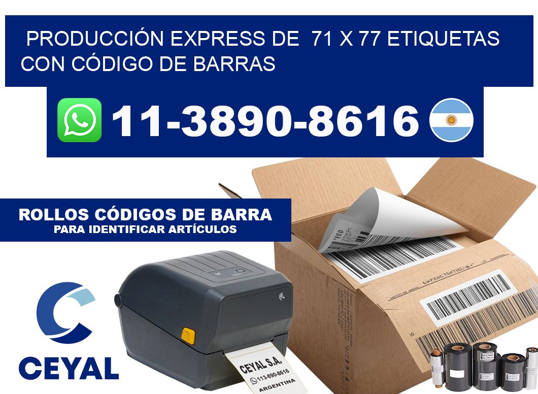 PRODUCCIÓN EXPRESS DE  71 x 77 ETIQUETAS CON CÓDIGO DE BARRAS