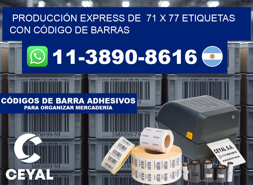 PRODUCCIÓN EXPRESS DE  71 x 77 ETIQUETAS CON CÓDIGO DE BARRAS