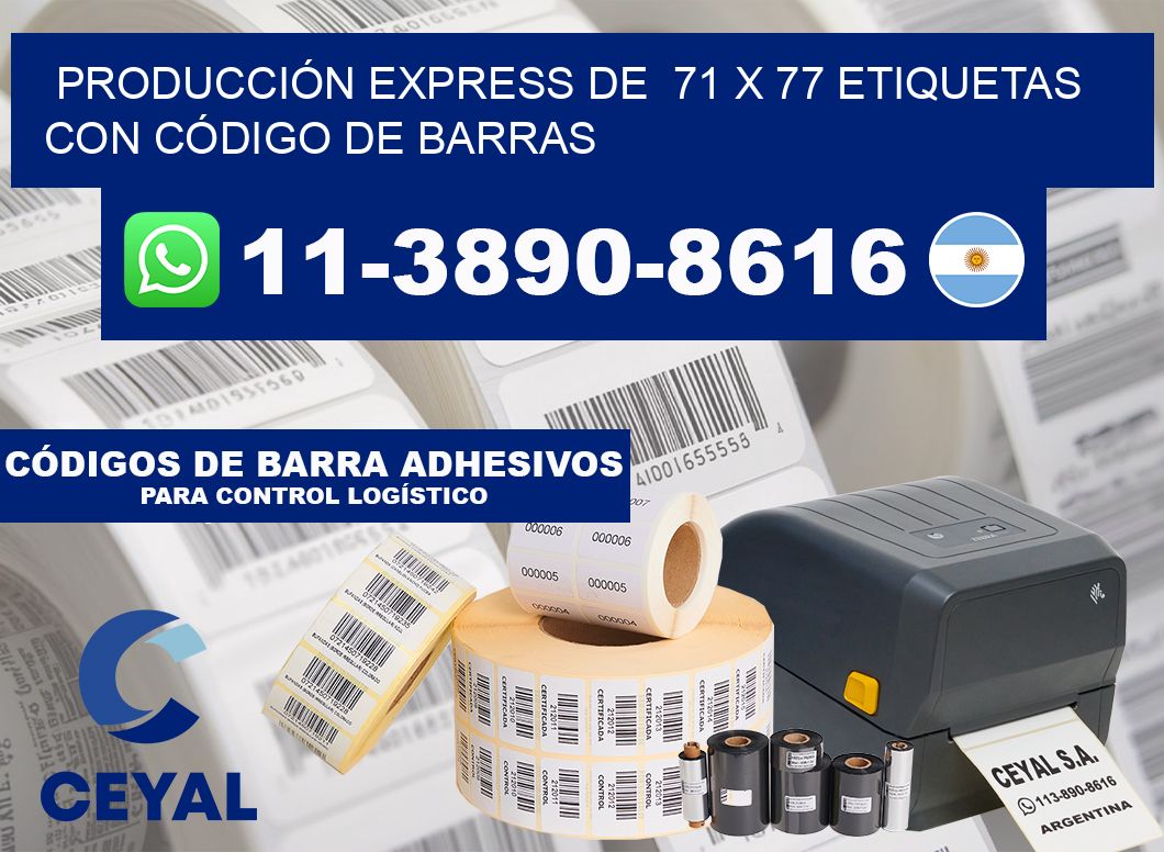 PRODUCCIÓN EXPRESS DE  71 x 77 ETIQUETAS CON CÓDIGO DE BARRAS