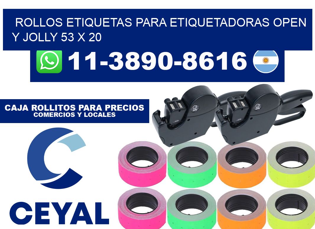 Rollos etiquetas para etiquetadoras open y jolly 53 x 20