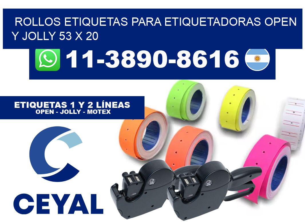 Rollos etiquetas para etiquetadoras open y jolly 53 x 20