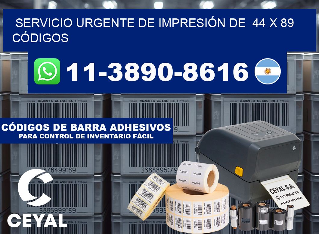 SERVICIO URGENTE DE IMPRESIÓN DE  44 x 89 CÓDIGOS