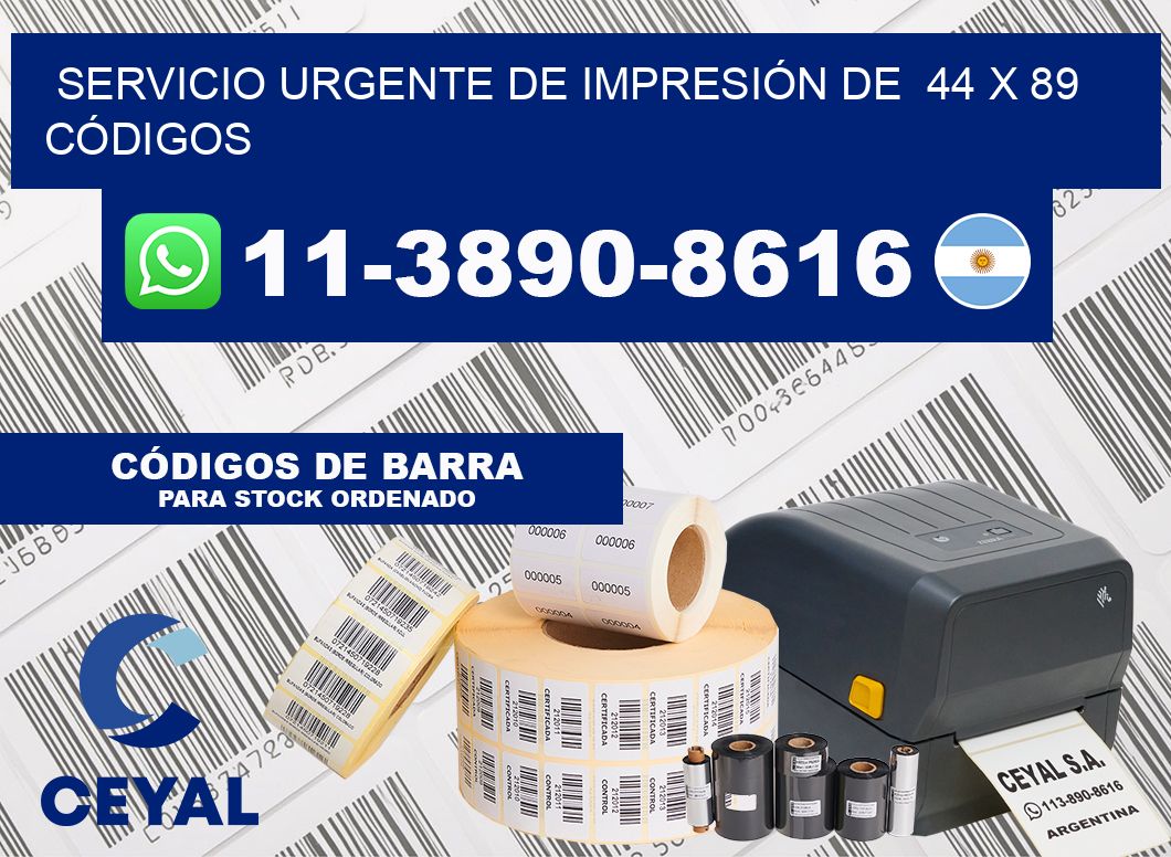 SERVICIO URGENTE DE IMPRESIÓN DE  44 x 89 CÓDIGOS