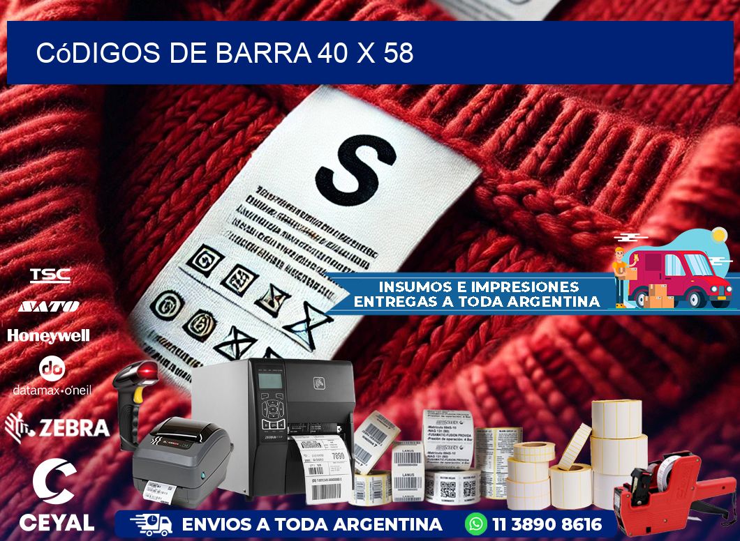 códigos de barra 40 x 58