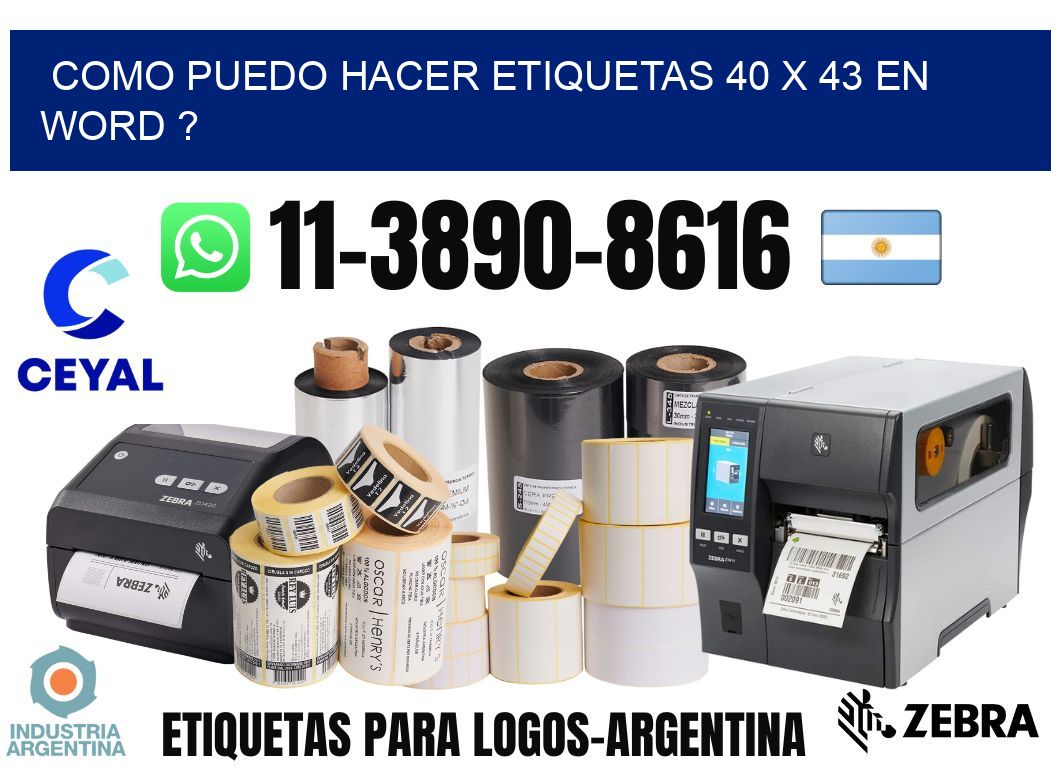 como puedo hacer etiquetas 40 x 43 en word ?