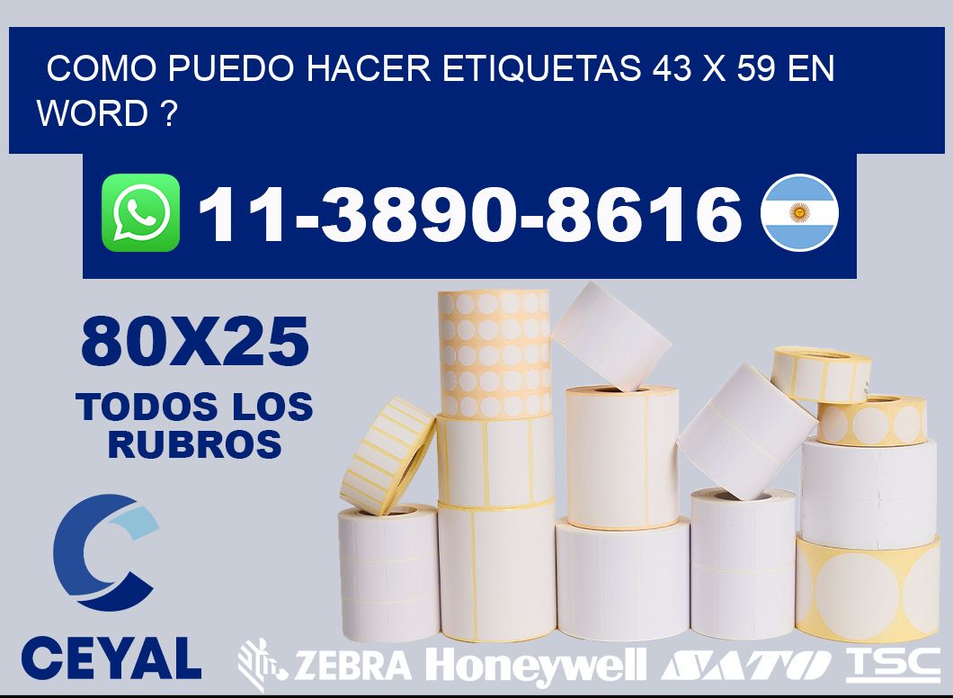 como puedo hacer etiquetas 43 x 59 en word ?