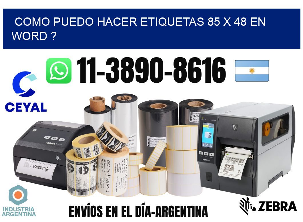 como puedo hacer etiquetas 85 x 48 en word ?