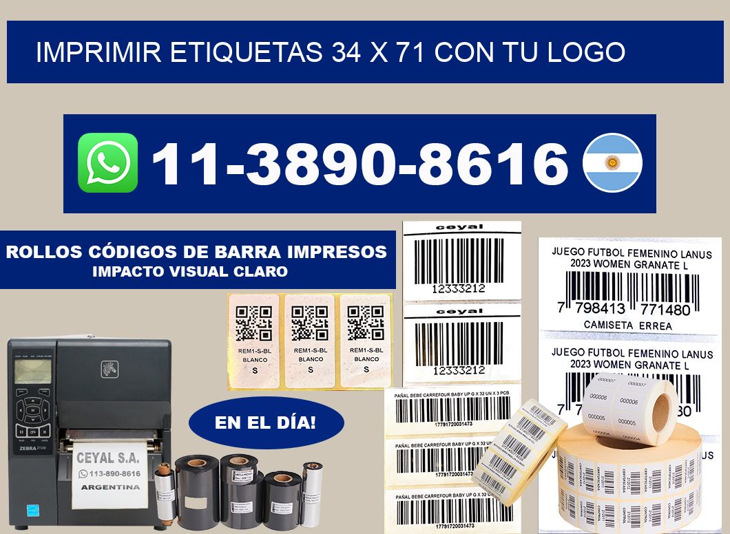 imprimir etiquetas 34 x 71 con tu logo