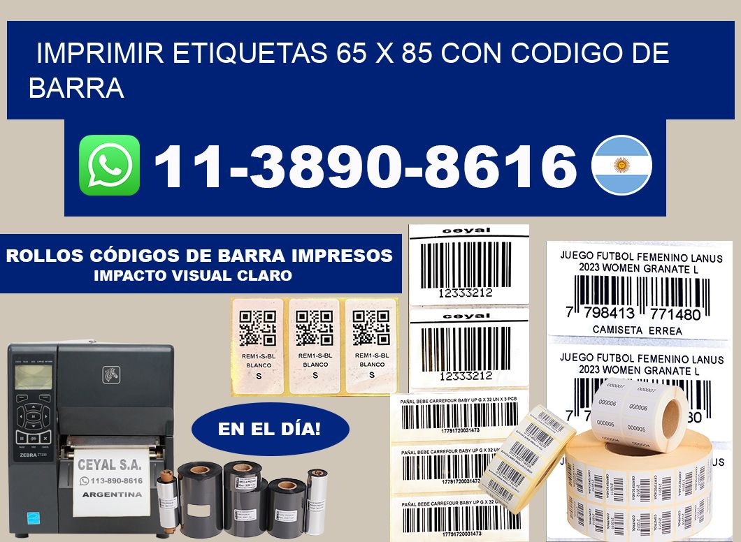 imprimir etiquetas 65 x 85 con codigo de barra