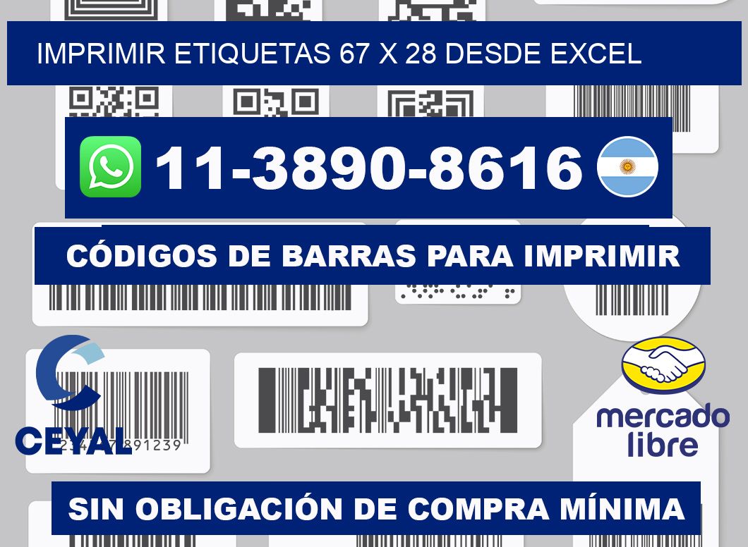 imprimir etiquetas 67 x 28 desde excel