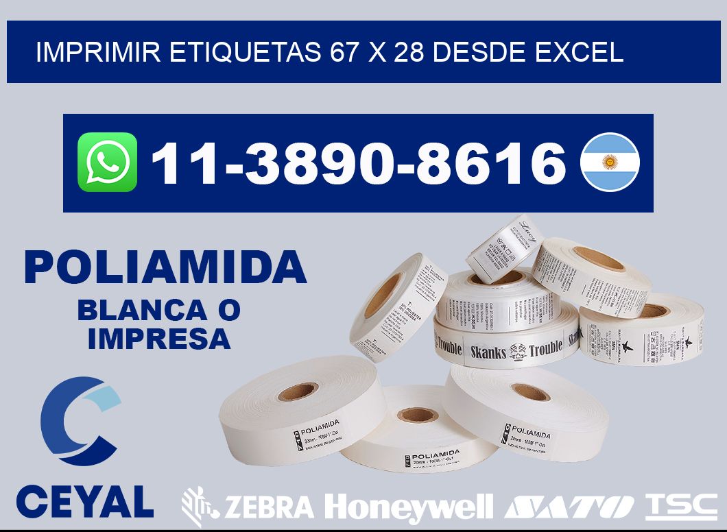 imprimir etiquetas 67 x 28 desde excel