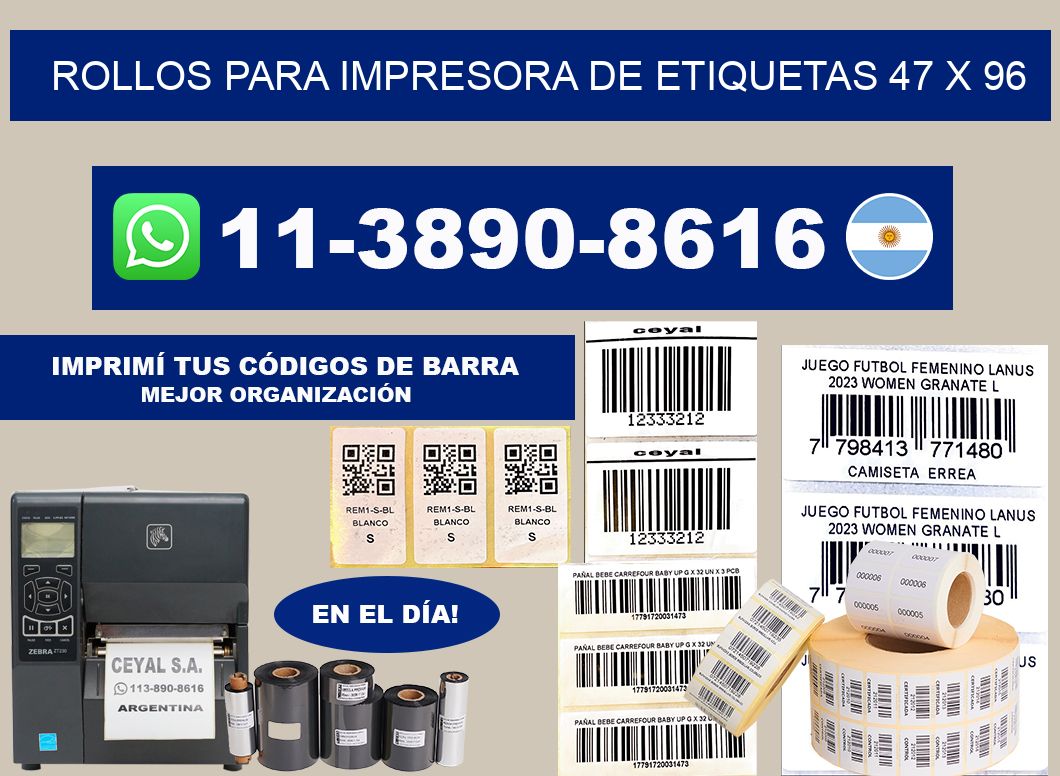 rollos para impresora de etiquetas 47 x 96