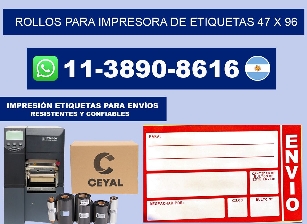 rollos para impresora de etiquetas 47 x 96