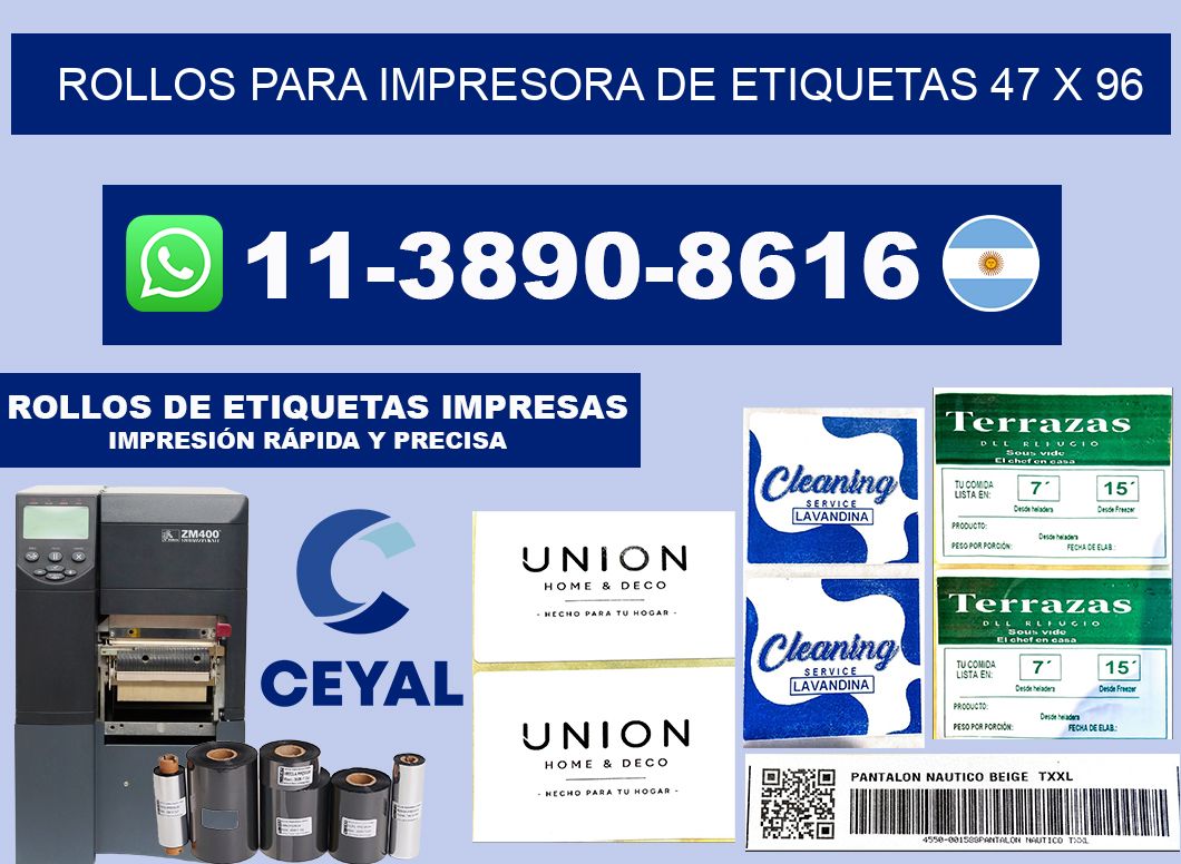 rollos para impresora de etiquetas 47 x 96