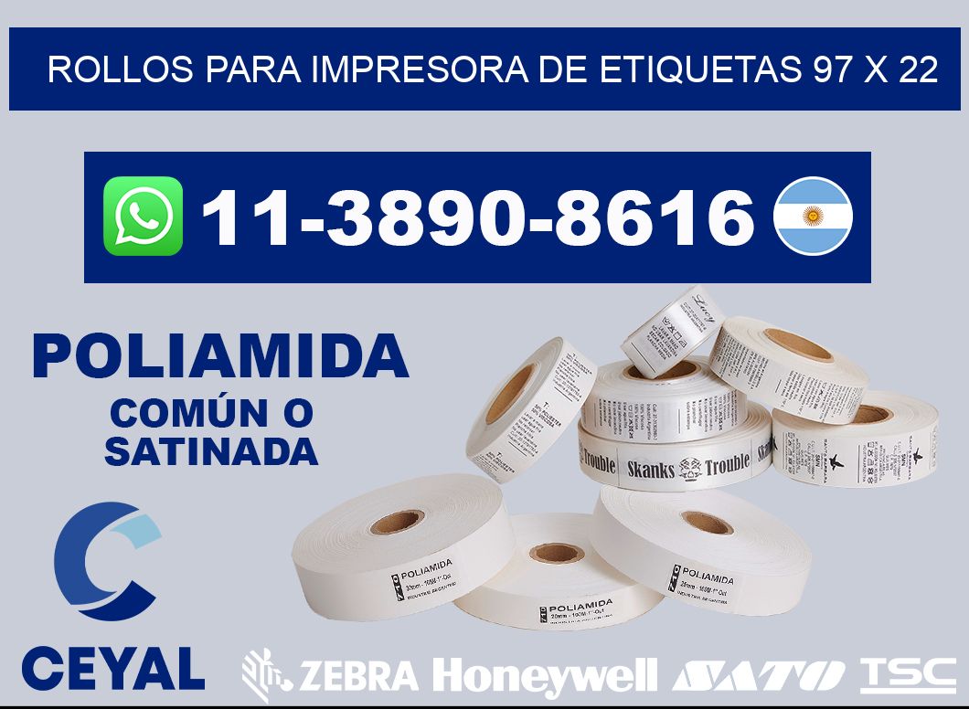 rollos para impresora de etiquetas 97 x 22