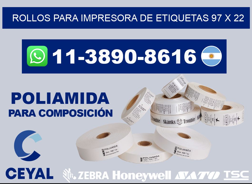 rollos para impresora de etiquetas 97 x 22