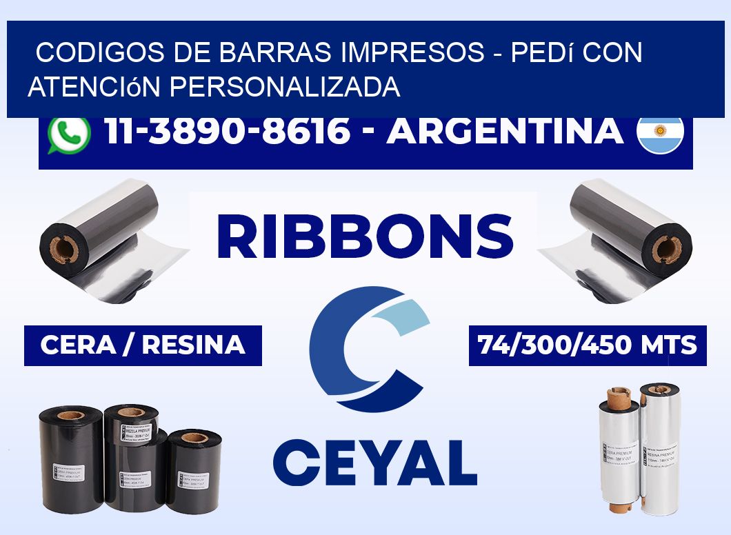 CODIGOS DE BARRAS IMPRESOS - Pedí con atención personalizada