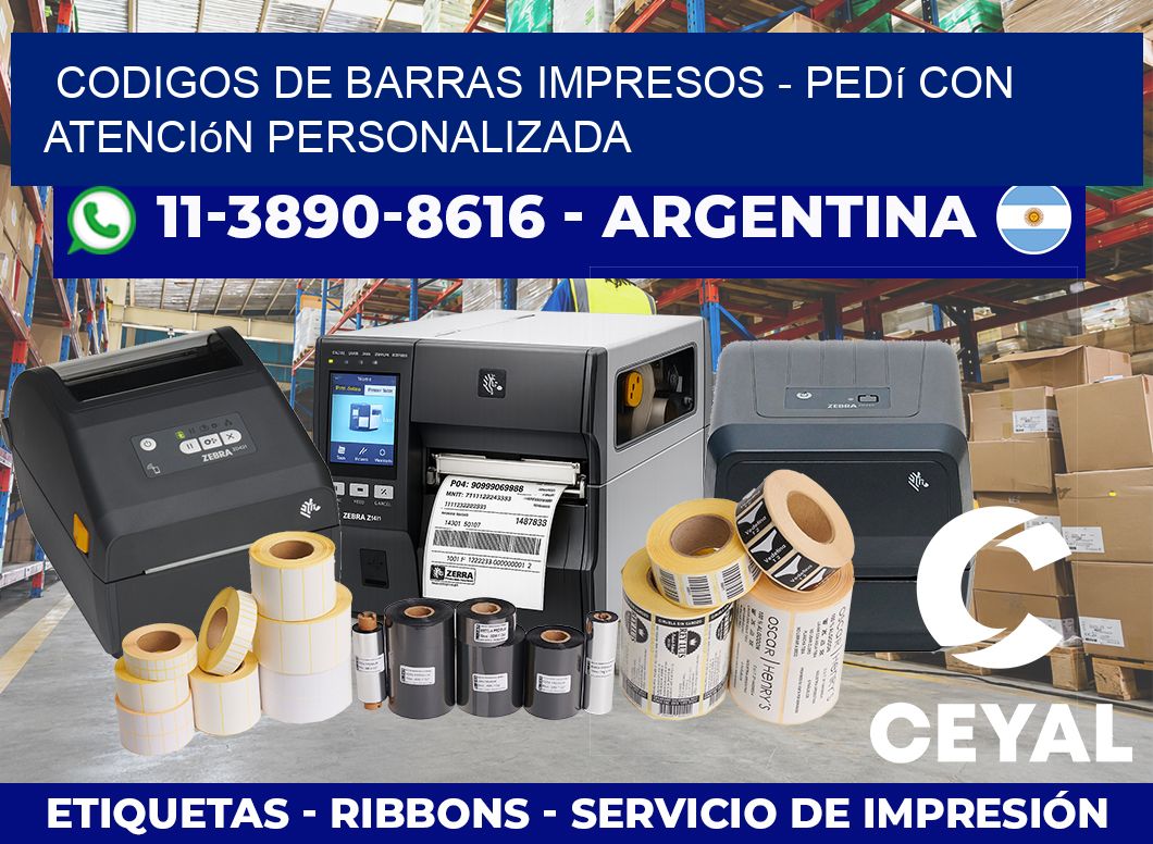 CODIGOS DE BARRAS IMPRESOS – Pedí con atención personalizada