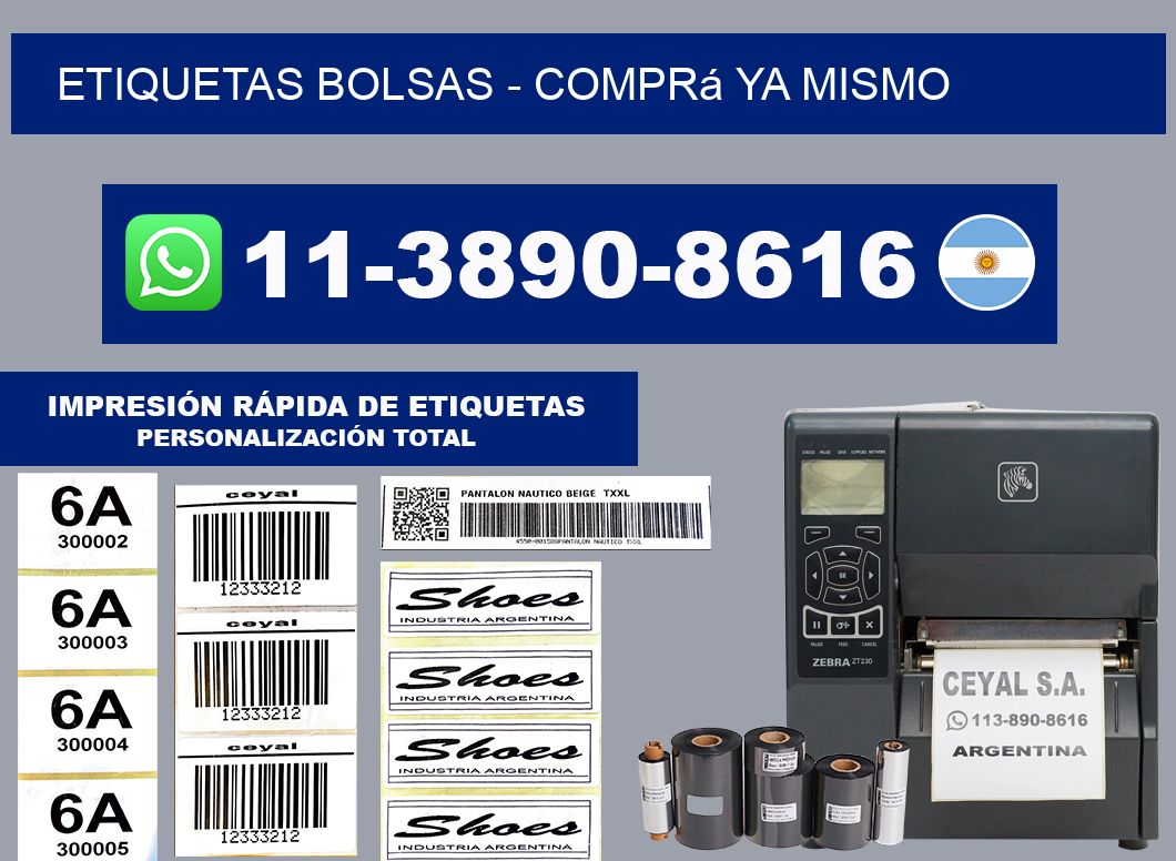 ETIQUETAS BOLSAS - Comprá ya mismo